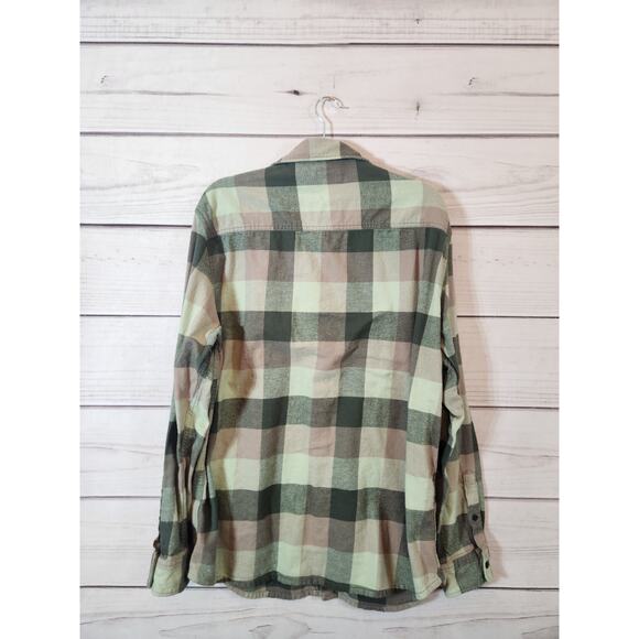 Quiksilver Men's Button Down Plaid Long Sleeve Shirt Green and Brown Size XL - Picture 2 of 6